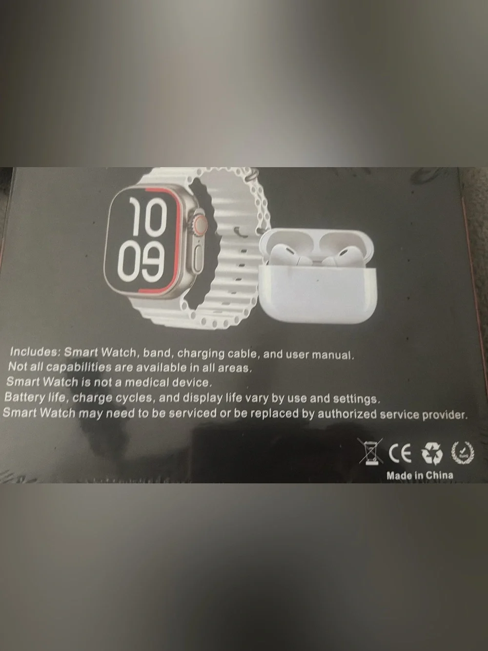 AK-002 Smart Watch and Earbud combo-Black band
